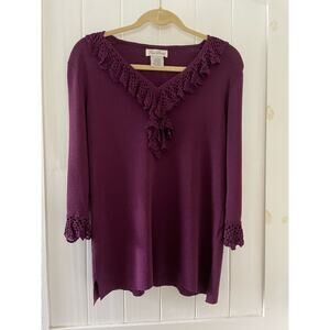 Beautiful Vintage Fred David Women’s Top Blouse Crochet Lace size l